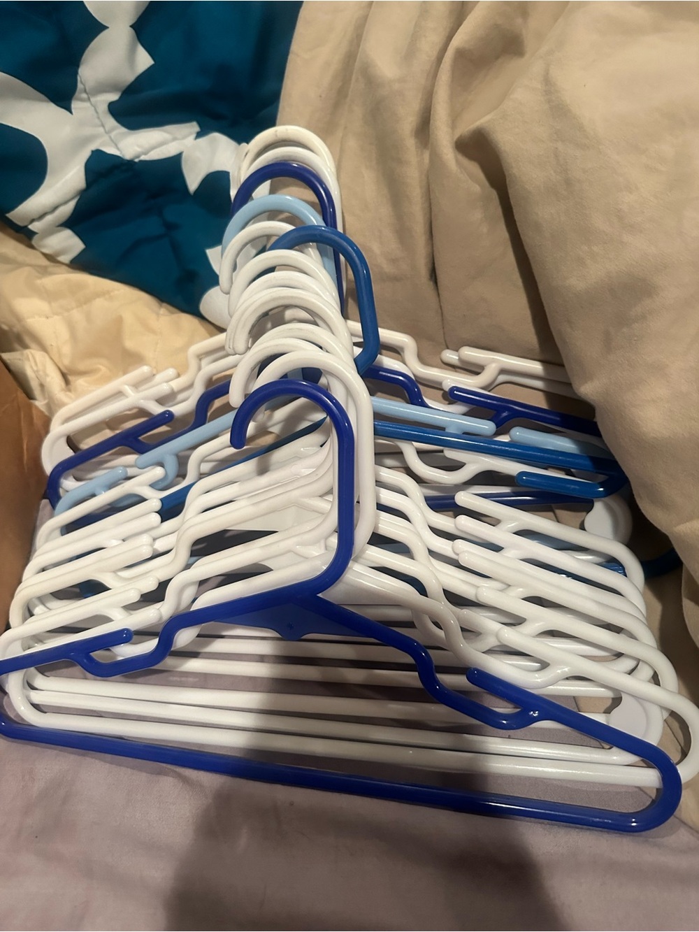 Lot of Plastic Children’s Clothing Hangers - White & Blue #30